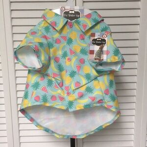 Woof, Pet Button-Up, Hawaiian/Tropical Fruit Print (Large)